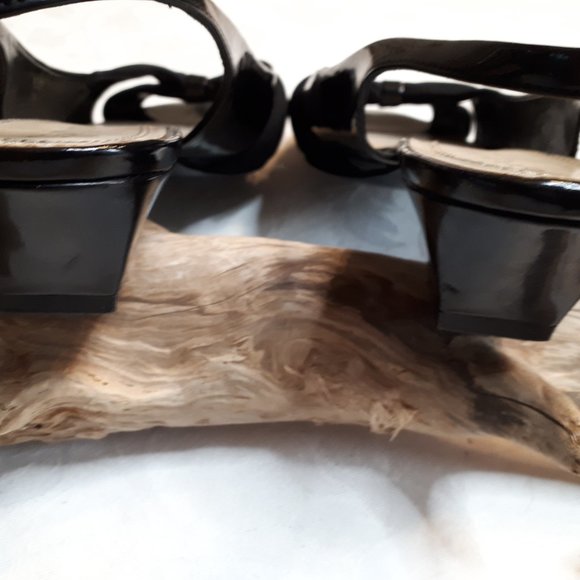 Ellen Tracy Black Low Heel Open Toe Sling Back - Picture 9 of 10